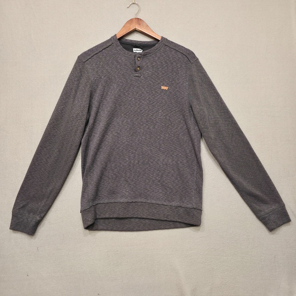 Levi's Men's‎ Gray Long Sleeve Quarter Button Pullover Sweater Size Small